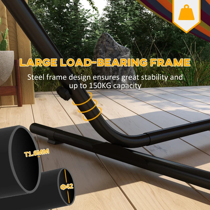 Steel Frame Hammock Stand with Side Tray, Black