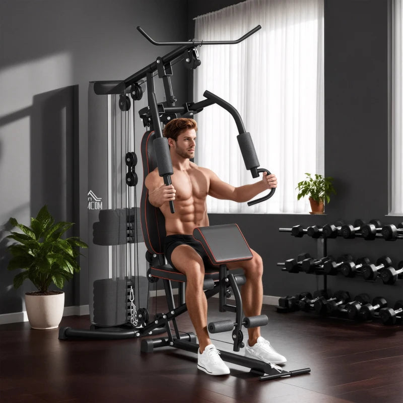 Multifunctional Home Gym Equipment Workout Station with Chest Press Butterfly Press and Leg Developer 45kg Weight Stack Full Body Fitness Machine