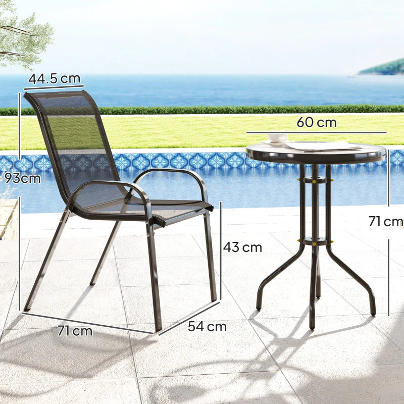 Three-Piece Black Outdoor Garden Furniture Set - Perfect for Patio and Balcony