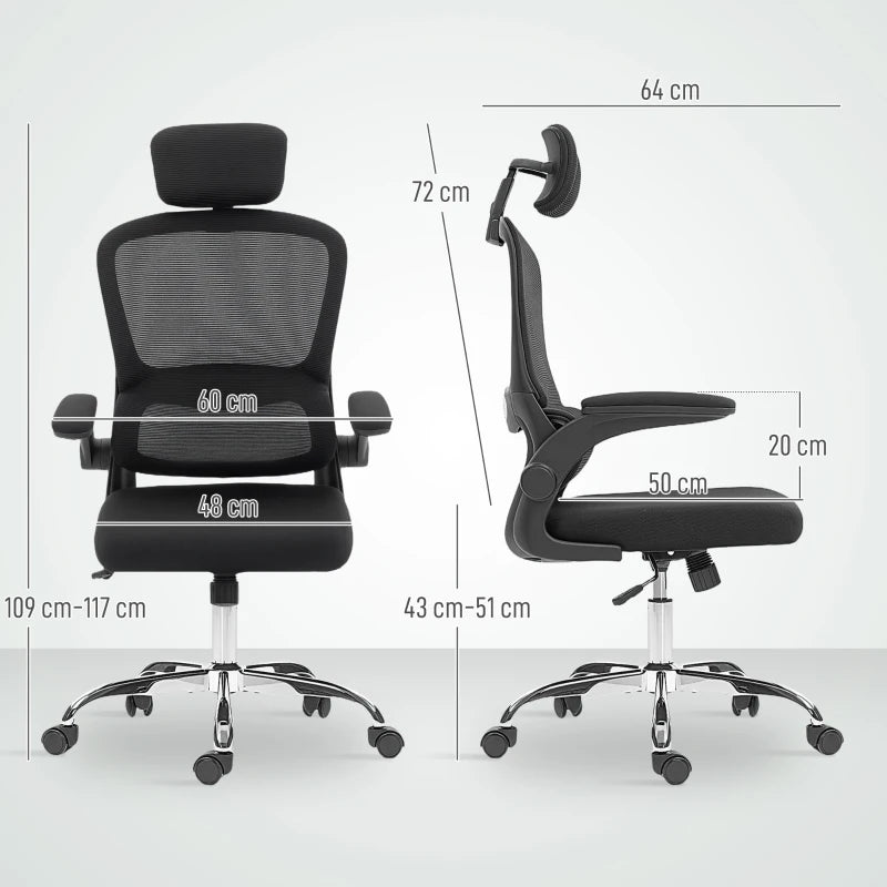 Ergonomic Mesh Back Office Chair with Lumbar Support - Stylish Black Design for Comfort and Productivity