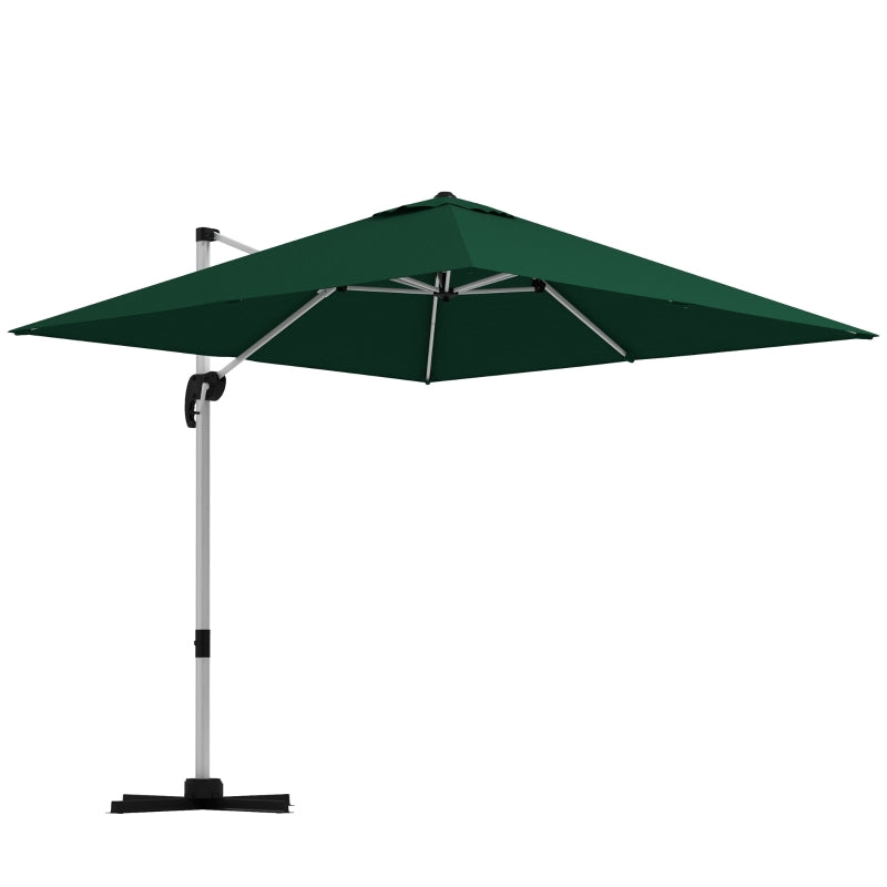 3m x 3m Square Cantilever Parasol with Cross Base - Aluminium Frame