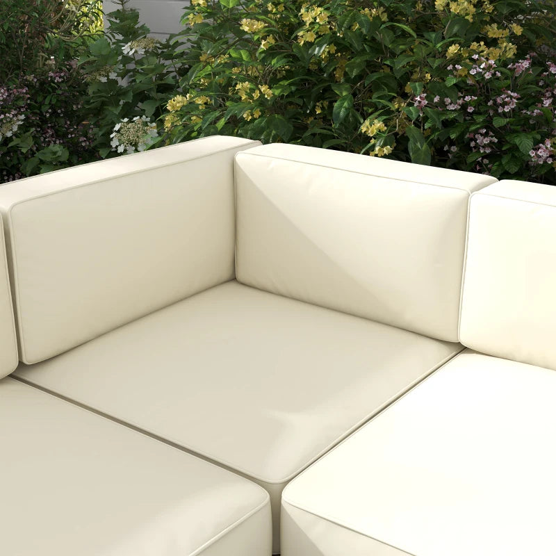 Light Cream/Gold Metal Garden Sofa, Table & Chair