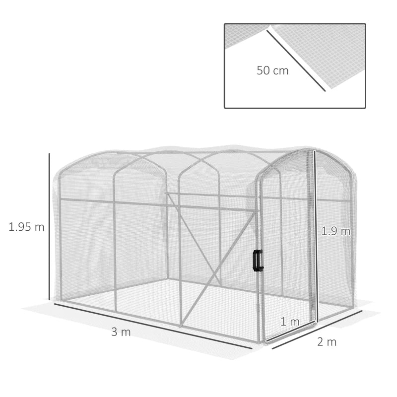 Greenhouse Walk-in Grow House with UV-Resistant Cover, White, 2x2x2m