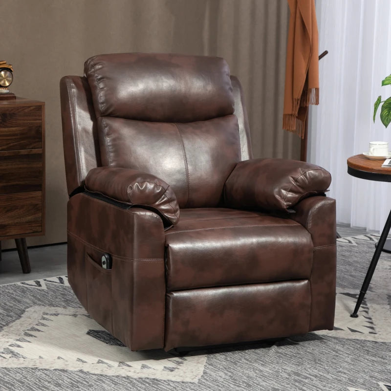 Dark Brown Faux Leather Electric Riser Recliner Chair with 70° Recline for Ultimate Comfort
