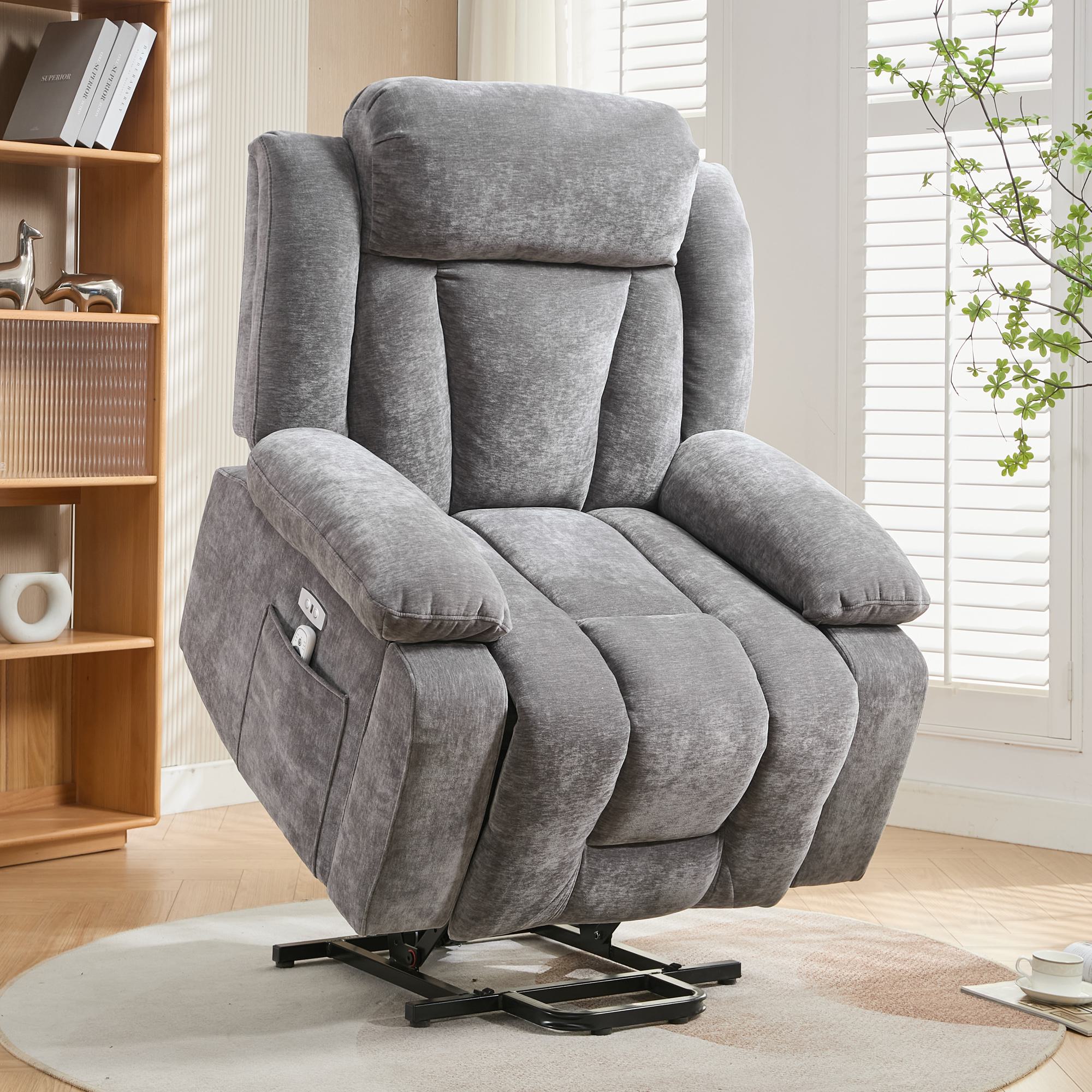 RelaxMax ProLift Electric Recliner – Heated Massage Chair with USB Ports, Storage Pocket & Easy Assembly, 95×94×107 cm, Grey