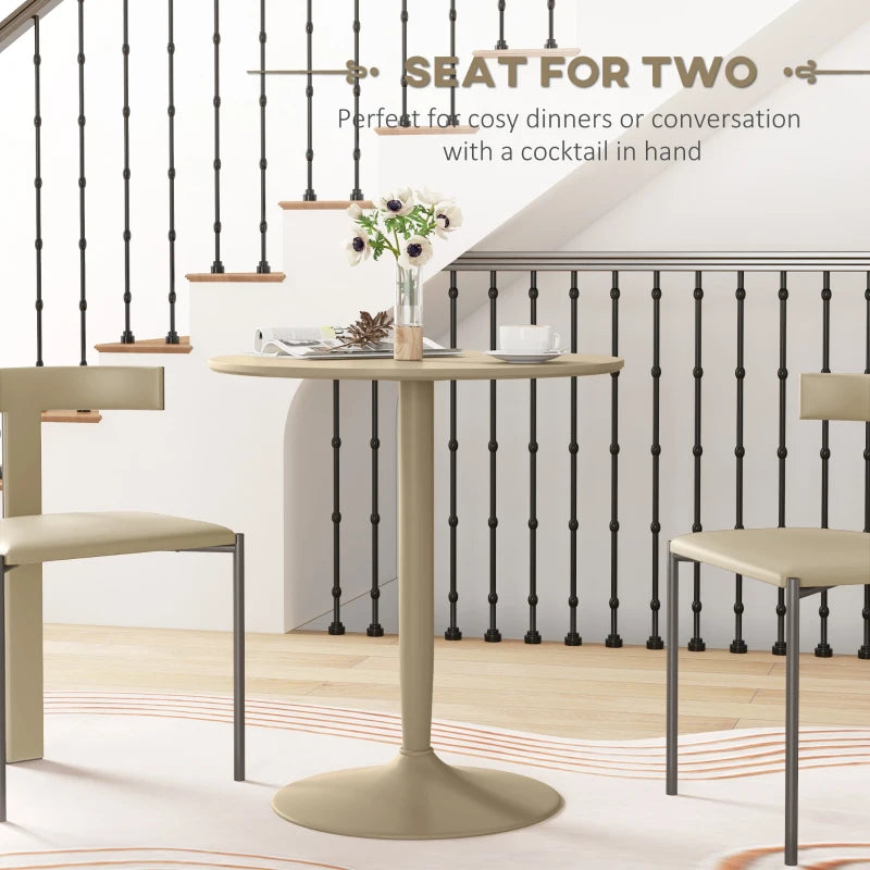 Minimalistic 75H x Φ70cm Light Brown Two-Person Dining Table - Modern Design for Small Spaces