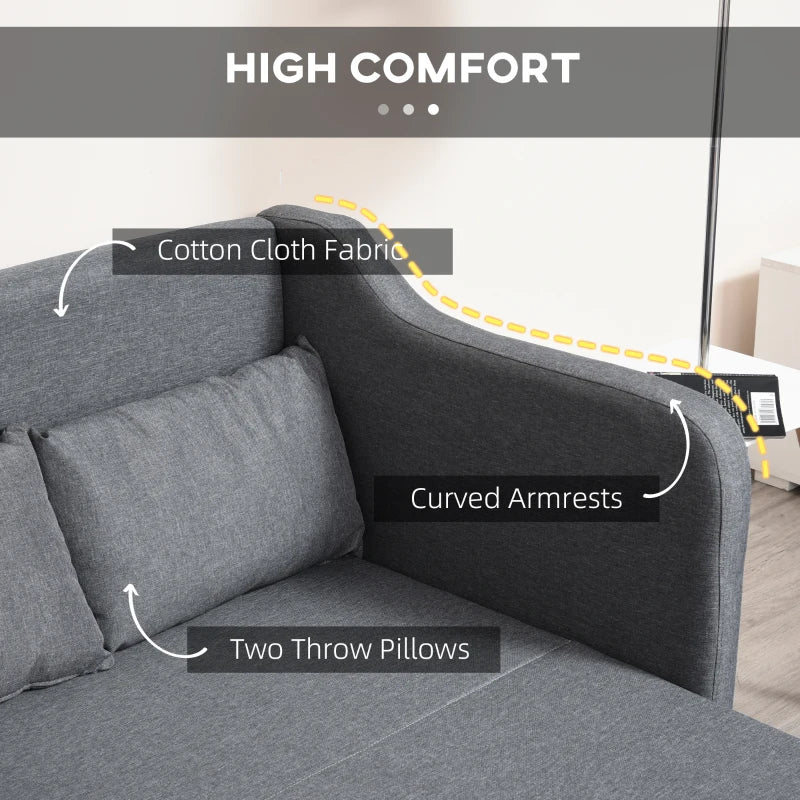 Grey Two-Seater Pull-Out Sofa Bed for Compact Living Spaces