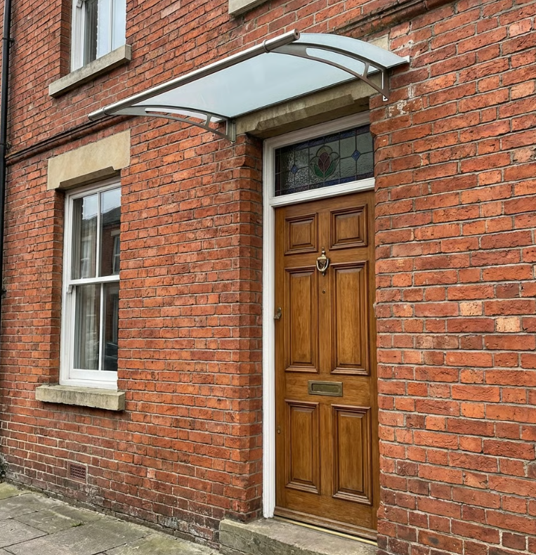 150cm Clear Shield Door Canopy – Stainless Steel Brackets, 4mm Acrylic Roof, Includes Fixings