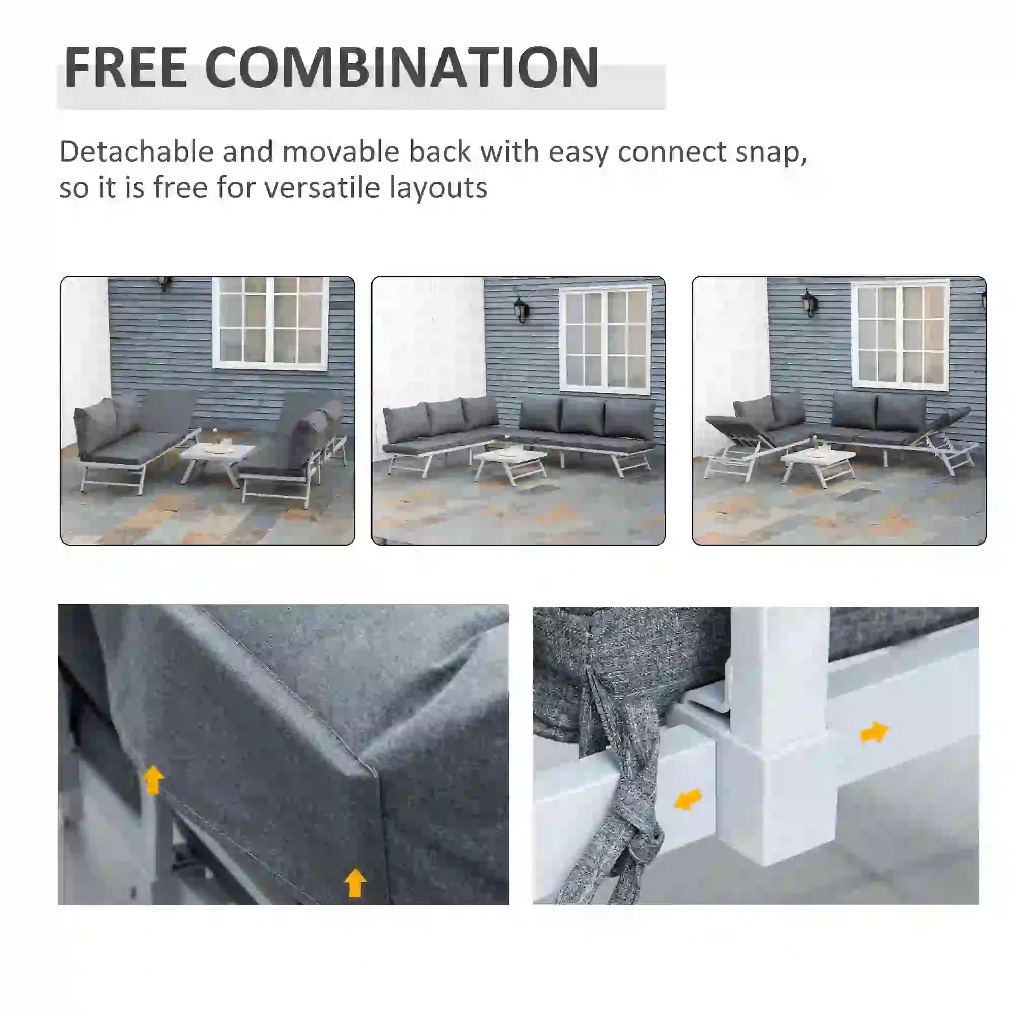 Grey Metal Garden Furniture Set With Slatted Top Table