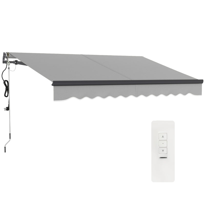 3m x 2.5m Light Grey Electric Retractable Awning with Remote Control & Aluminium Frame – UV30+ Sun Shade Canopy for Patio, Garden, Deck, Door or Window