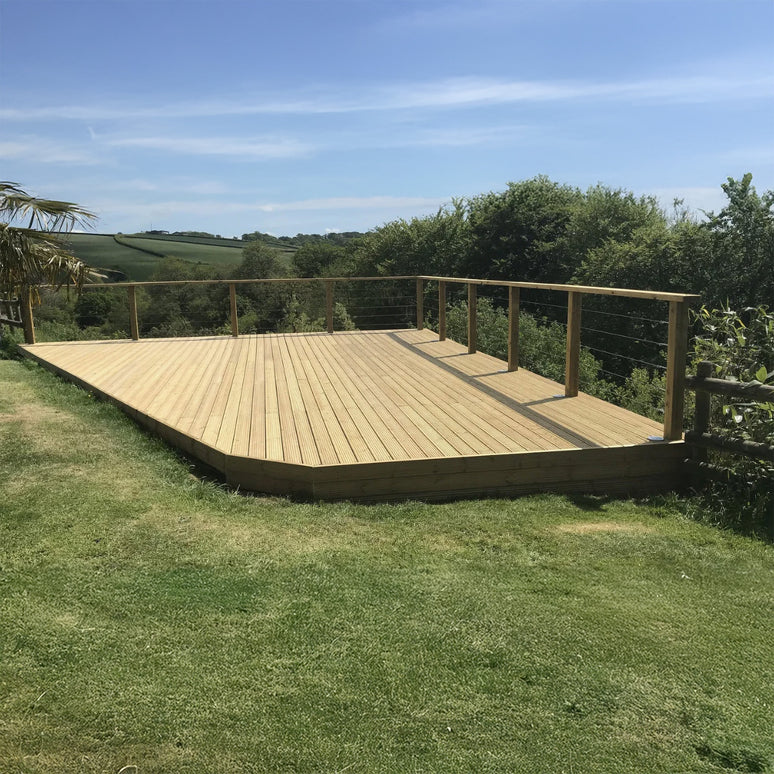 Pressure-Treated Redwood Decking Kit – Scandinavian Timber, Multiple Sizes, Complete DIY Garden Decking Solution with Joists & Fixings