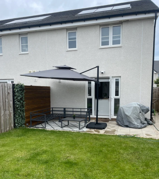 Grey Square Parasol With 360° Rotation