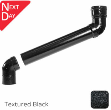 76mm (3") Cast Aluminium Downpipe 75mm Offset - Textured Black