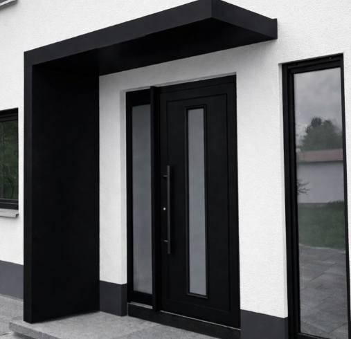 Black 250x90cm Aluminium Canopy With LED Light Strip & Side Panel - (Left or Right)