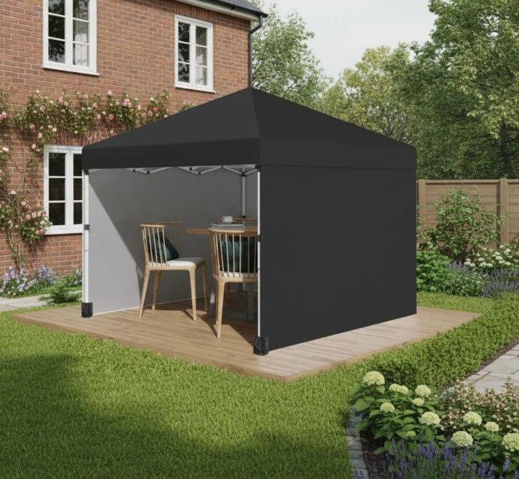 3m x 3m Pop Up Event Shelter - Height Adjustable Party Tent with Walls - Weight Bags and Wheeled Bag Included