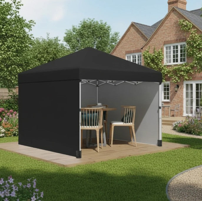 3m x 3m Pop Up Event Shelter - Height Adjustable Party Tent with Walls - Weight Bags and Wheeled Bag Included