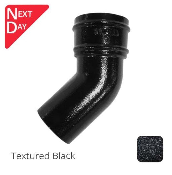 Alumasc 76mm (3") Cast Aluminium Downpipe 135 Degree Bend without Ears - Textured Black
