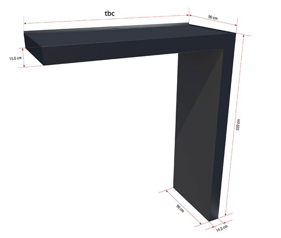 Custom Made 200x90cm - Aluminium Canopy With LED Light Strip & Side Panel