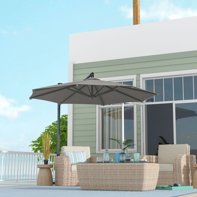 Dark Grey 3m Overhanging Parasol with 360° Rotating Movement