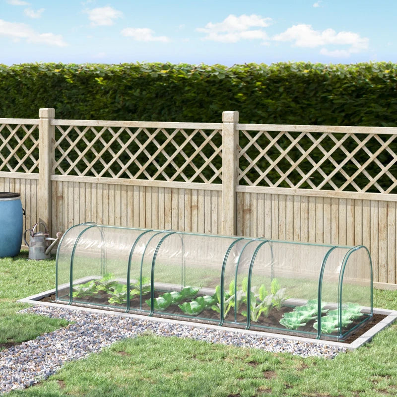 Green PVC Tunnel Plant Grow House with Zipper Doors, 350x100x80 cm