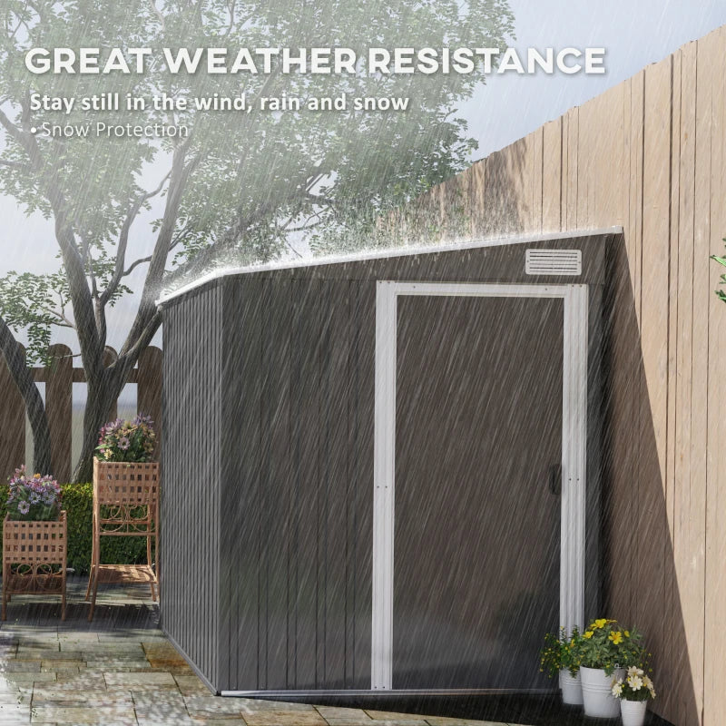 7ft x 5ft Galvanised Metal Shed with Sliding Door - Durable Dark Grey Outdoor Storage Solution