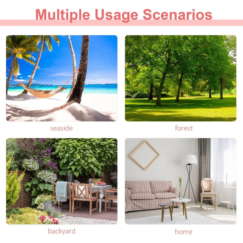 Portable Cotton Hammock Swing Chair with Headrest & Side Pocket - Blue