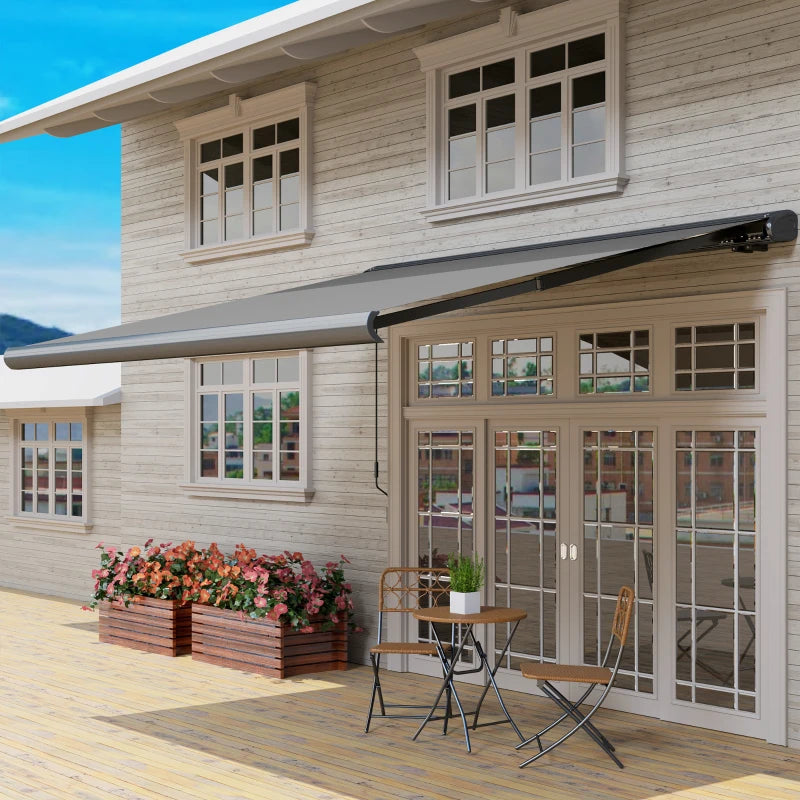 Grey 3.5m x 3m Electric Awning with Remote Controller - Aluminium Frame DIY Retractable Awning, UV50+ Sun Shade Canopy