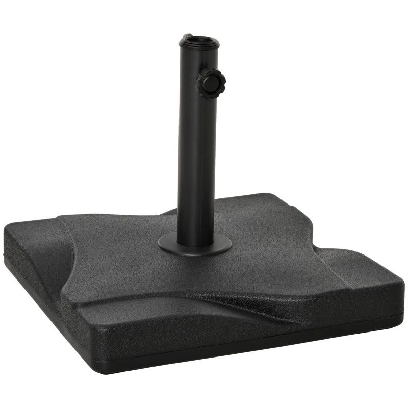 Black Square Cement Parasol Base - 20kg, Fits Φ32mm, Φ38mm, Φ48mm Pole