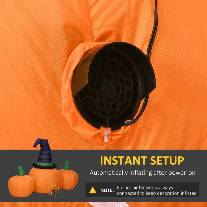 6ft Inflatable Halloween Pumpkin with Hat & 4 Small Pumpkins - LED Blow-Up Outdoor Decor for Lawn & Garden Party