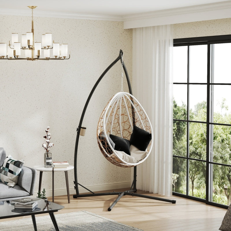 Heavy Duty Black Hammock Chair Stand - X-Shape Base, Indoor/Outdoor Use, 150 KG Load Capacity