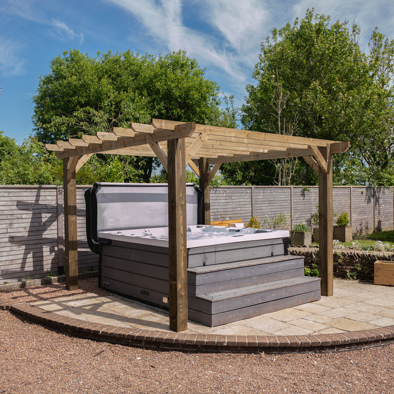 Ruby Flat Roof Wooden Pergola with Open Slatted Design - Modern Garden Pergola Structure