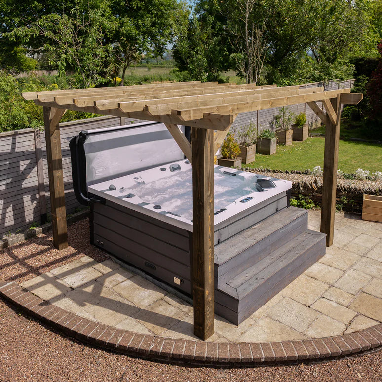 Ruby Flat Roof Wooden Pergola with Open Slatted Design - Modern Garden Pergola Structure