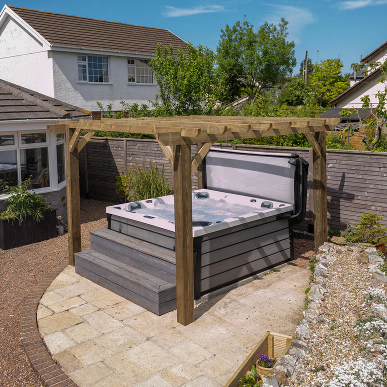 Ruby Flat Roof Wooden Pergola with Open Slatted Design - Modern Garden Pergola Structure