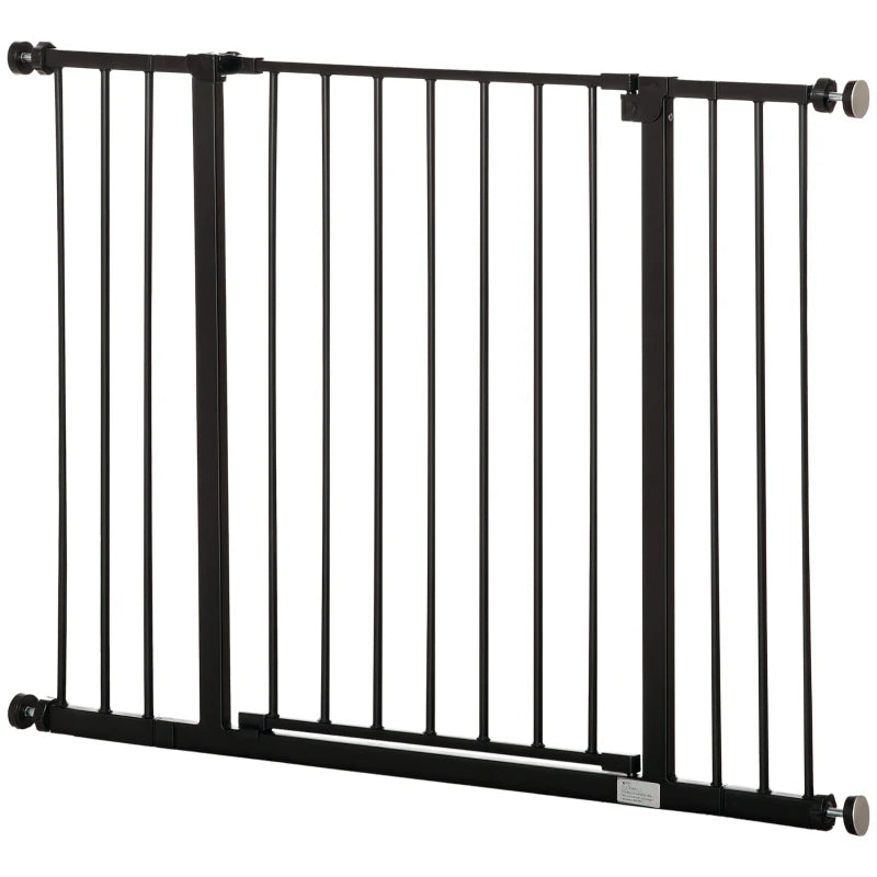Adjustable Dog Gate - Pet Safety Barrier for Stairs, Pressure Fit 76-107 cm, Black - Secure Your Home