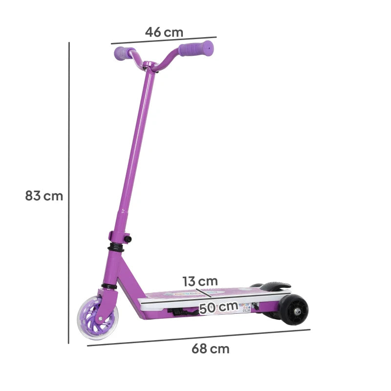 Electric Scooter for Kids 4-7 Years with LED Lights and Rear Wheels Purple