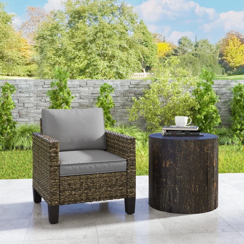 Single Rattan Armchair with Cushions - Mixed Grey - Stylish Outdoor Seating, Comfortable and Durable