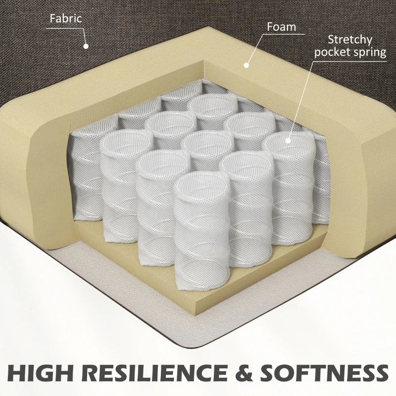 Mid-Century Two-Seater Sofa with Pocket Springs in Dark Brown - Stylish and Comfortable Seating