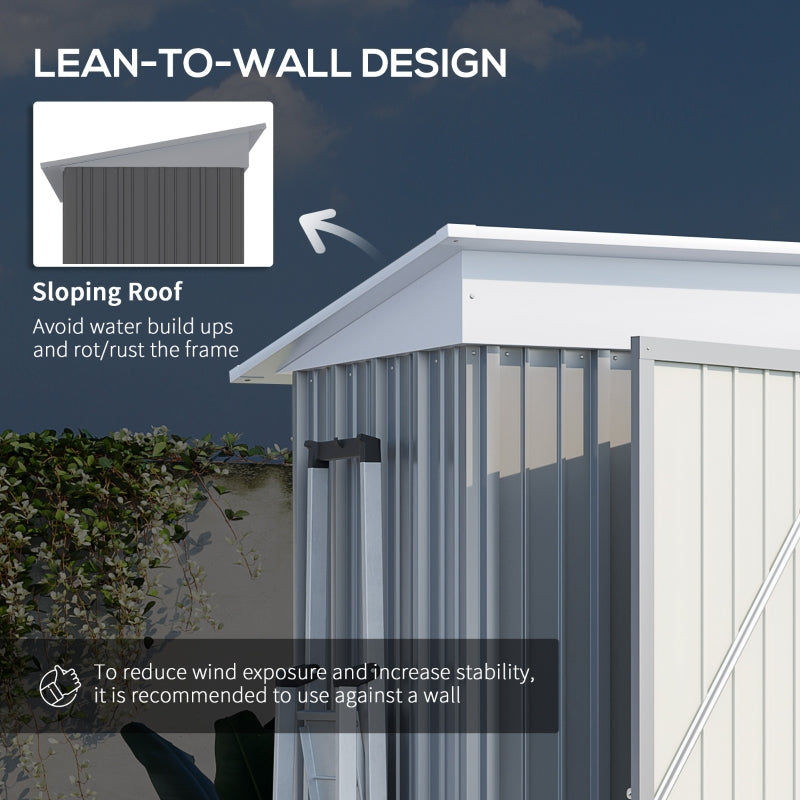 Grey 5' x 3' x 6' Metal Shed