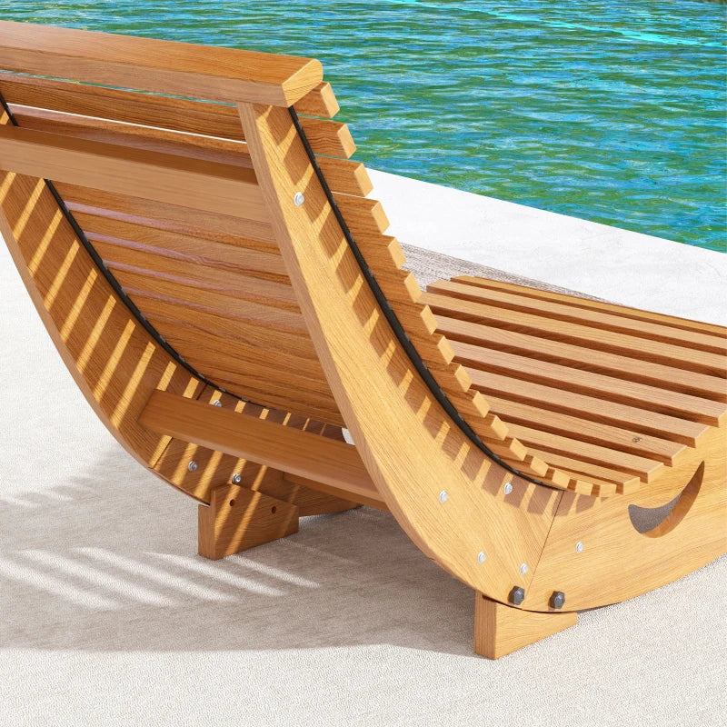Teak Slatted Outdoor Rocking Chair - Wooden, 130cm x 60cm