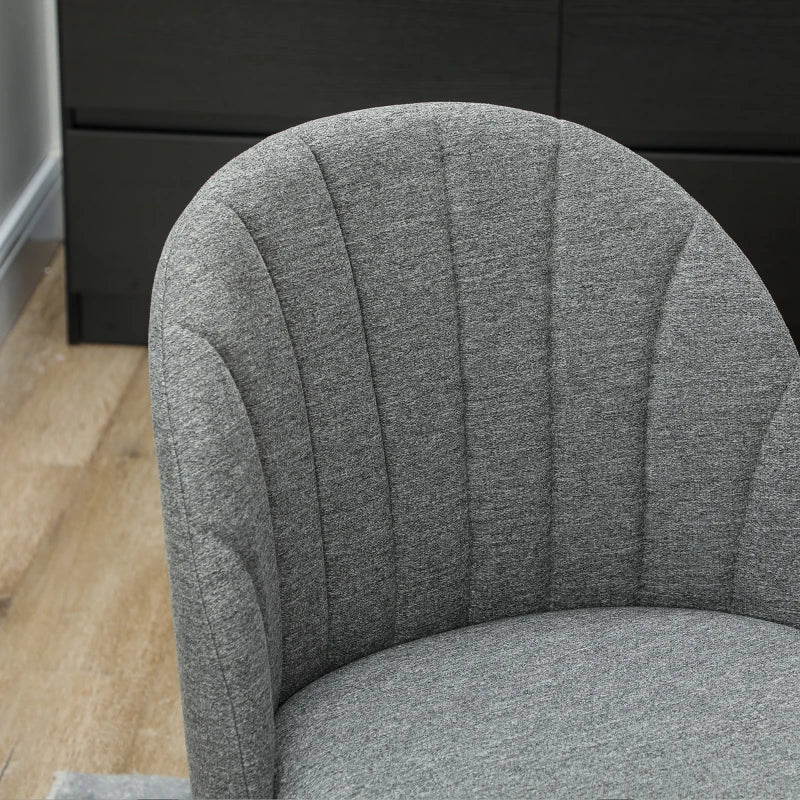 Modern Grey Dining Chairs Set of 2 - Upholstered Kitchen Chairs with Metal Legs, Shell Backrest & Padded Seat for Home