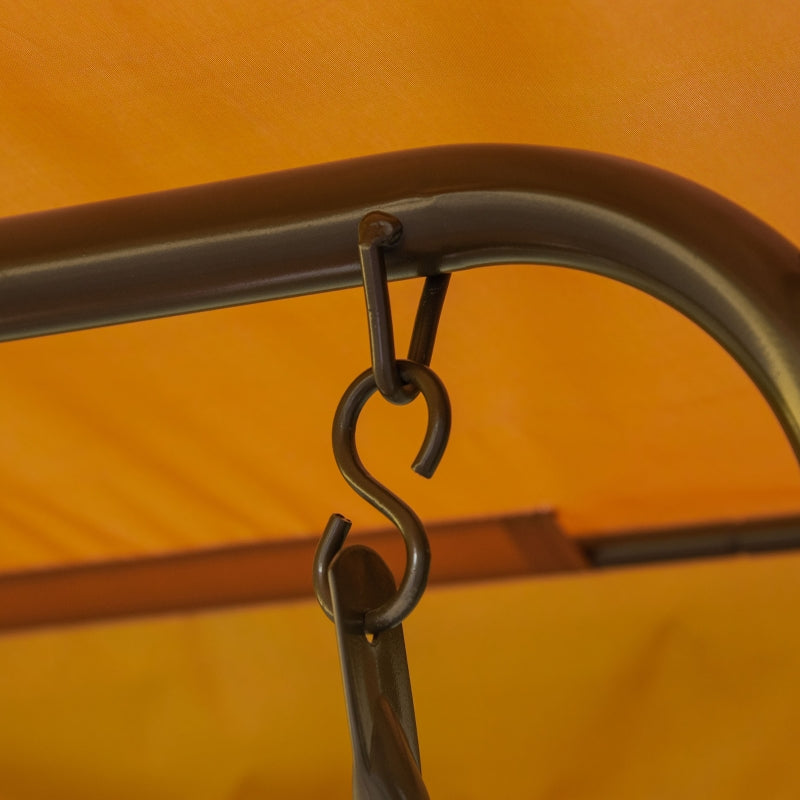 Brown Kids Garden Swing Seat with Adjustable Awning and Monkey Pattern