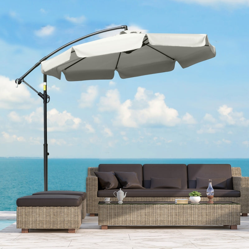 Cream White Cantilever Garden Banana Parasol Umbrella - 2.7m