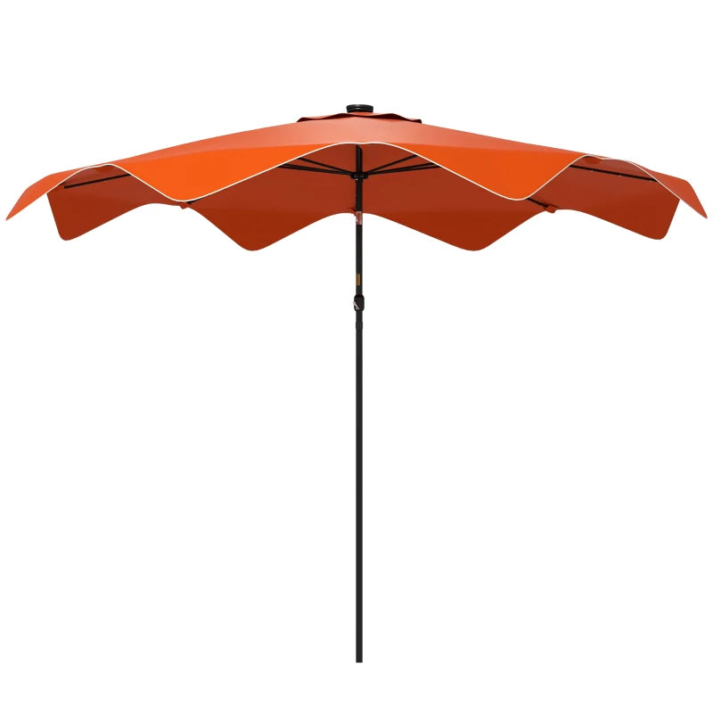Orange Solar LED Patio Umbrella, Tilt & Crank, 3x3m