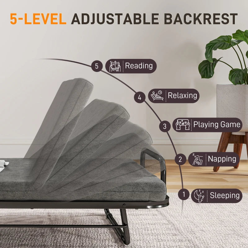 Portable Folding Bed for Guests Lightweight Compact Design Easy Storage Grey Color
