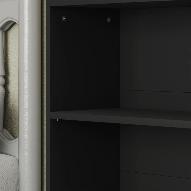 Stylish Black Six Shelf Bookcase - Modern Storage Solution for Home or Office, Perfect for Books and Decor