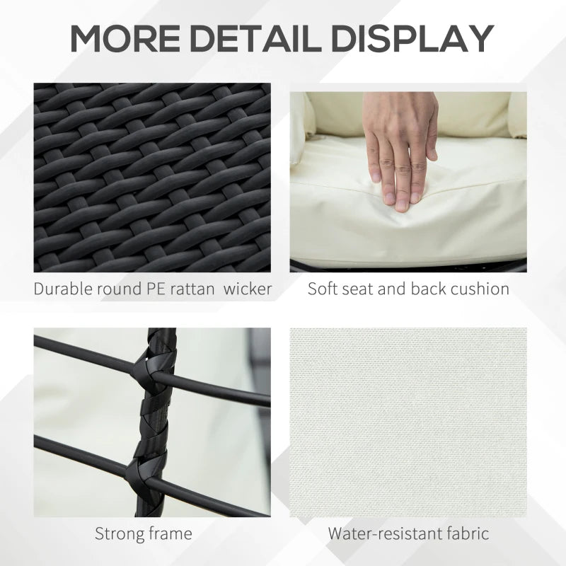 Black Swivel Egg Chair with Cushion for Outdoor Patio