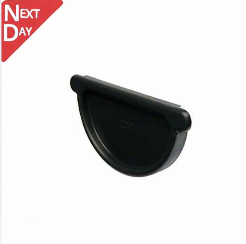 125mm Half Round Black Coated Galvanised Steel Gutter Stop End