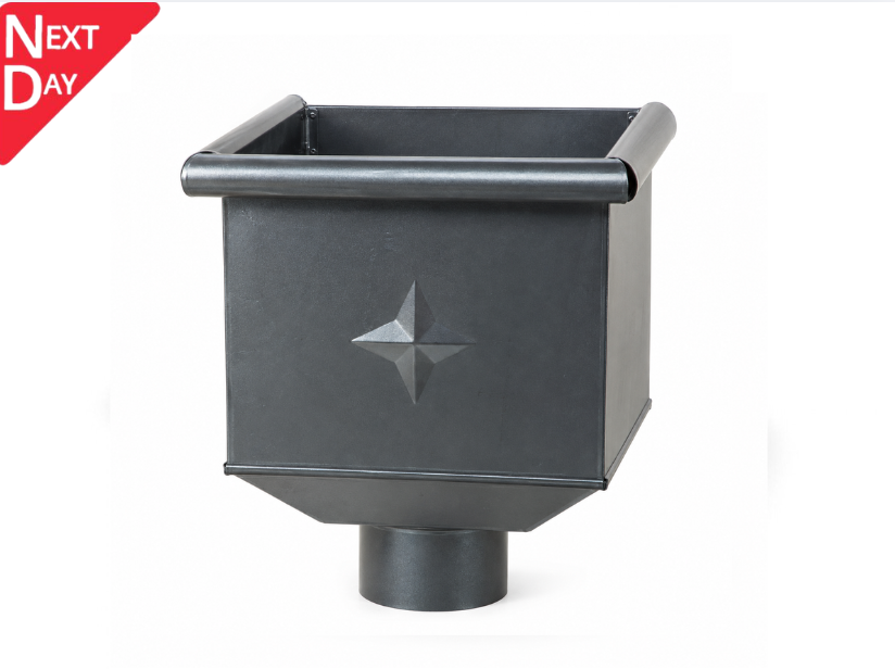 Zambelli Anthracite Grey Coated Galvanised Steel Hopper Head 230w x 230d x 300h with 100mm Outlet