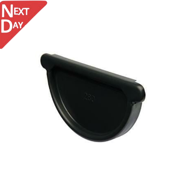 115mm Half Round Black Coated Galvanised Steel Gutter Stop End
