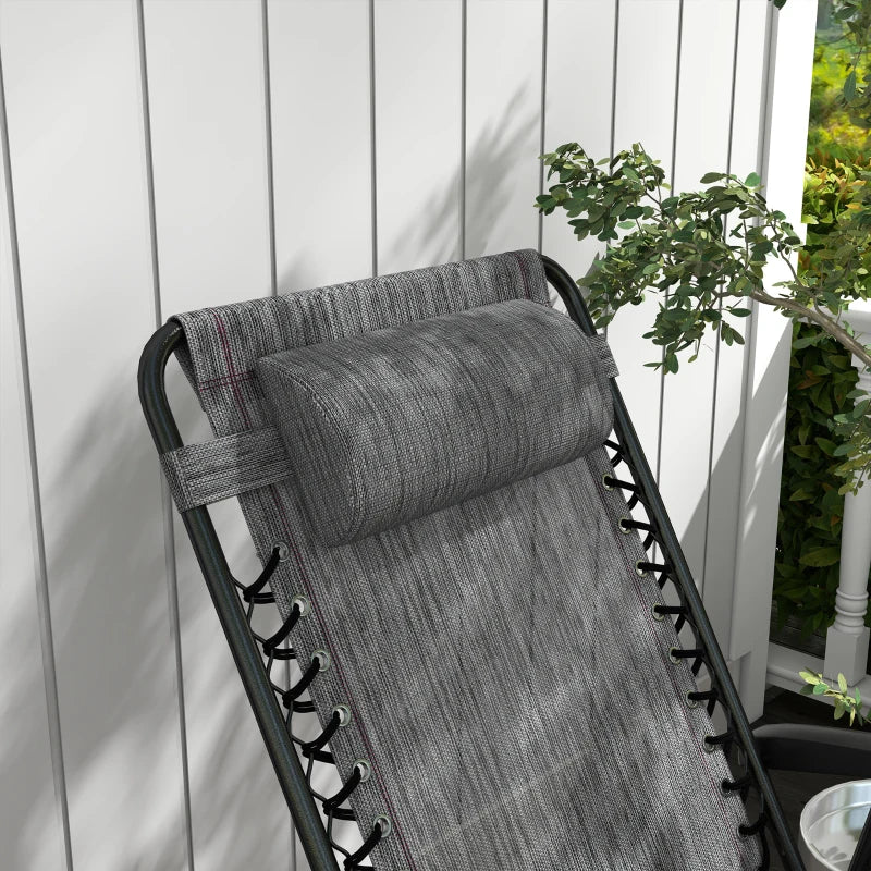 Grey Folding Rocking Chair with Headrest for Outdoor Use